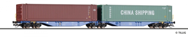 Tillig 18073 - TT - Containertragwagen Sggmrss mit zwei 45‘-Containern, ACTS, Ep. VI
